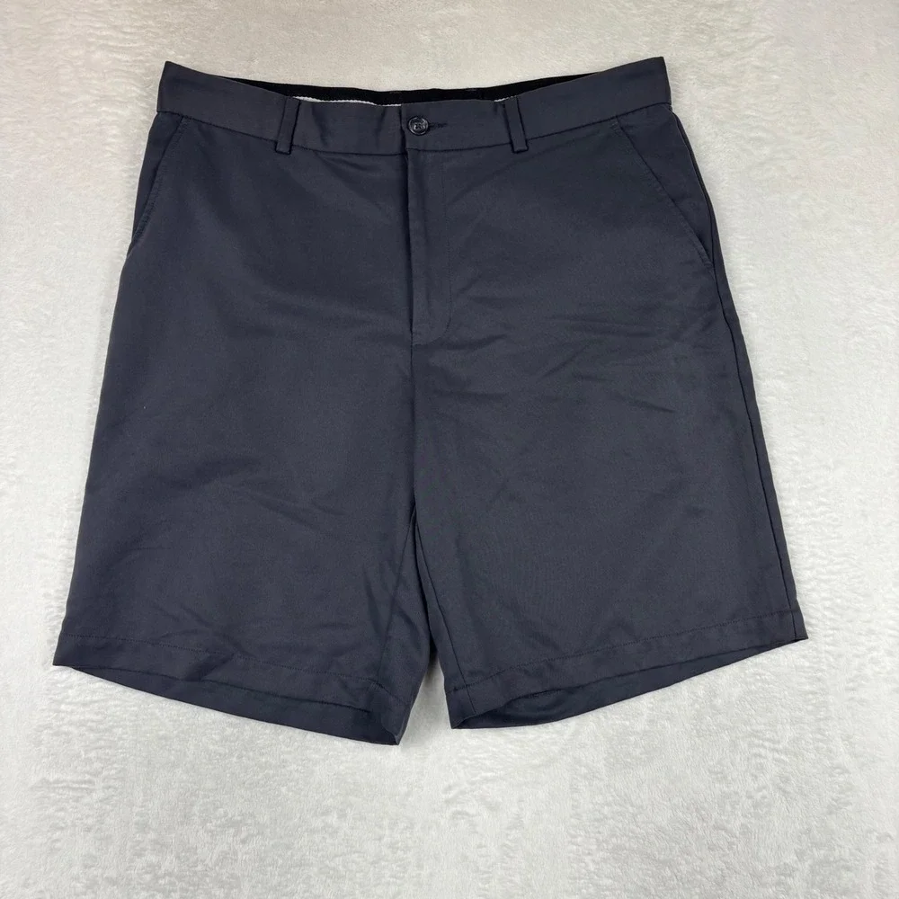 Greg Norman for Tasso Elba Mens Gray Golf Shorts Size 34 Shark Logo Performance